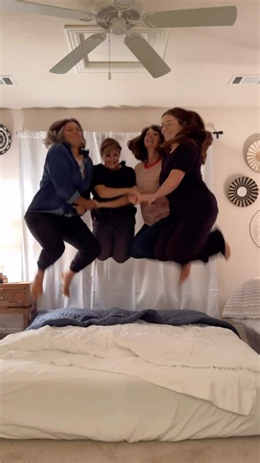Joy Forsyth on Instagram: "who’s jumping on the bed at midnight?👵🏼👵🏼👵🏼👵🏼"