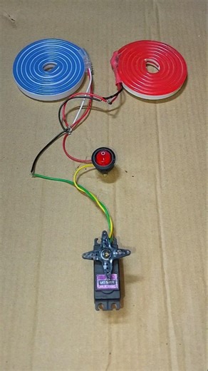 Powering Red and Blue Colour Neon Light With a Metal Gear Servo Motor • DC Motor #dcmotor #shorts