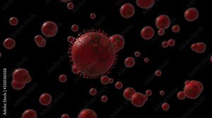 Coronavirus COVID-19 virus attack animation. Virus pandemic alert. Red virus particles float around. Chroma Alpha key