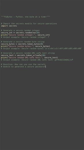 secrets module basics #python #showcase