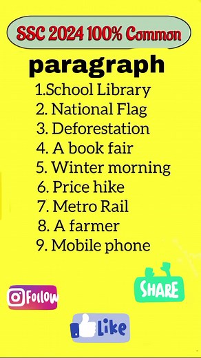 SSC English 2nd Paper Paragraph Suggestions 2024