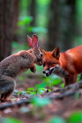 Fox vs Rabbit | #viral #animalattack #wildlife #animals #video .