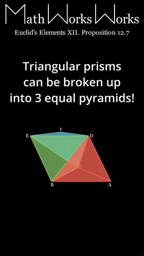 Triangular prisms are made of 3 equal pyramids. #euclid #geometry #history #mathematics