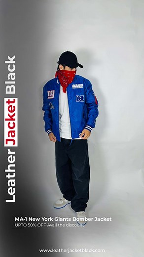 The MA-1 New York Giants Bomber Jacket fuses iconic team energy with bold bomber style, ready for the stands and the streets. Own your Giants pride in premium form.  Shop Now : https://www.leatherjacketblack.com/product/ma-1-new-york-giants-bomber-jacket/ #LeatherJacketBlack #NewYorkGiants #GiantsBomber #NFLStyle #StreetwearLuxury #MensFashion #BoldByDesign #OOTDInspo #StyleReel #FashionReel #ReelStyle #TrendAlert #ViralFashion #ReelOutfit #WardrobeGoals | Leatherjacketblack | Facebook