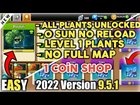 PvZ 2 mod 1 Coin Shop | new plants Blockoli & butterCup | pvz 2 mod 9.5.1