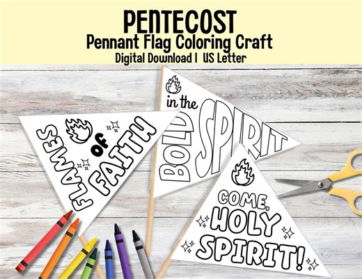 Pentecost Pennant Flag Bible Coloring Craft Printable, Pentecost Sunday School Cut and Paste Craft for Kids, Classroom Ascension Day Craft - Etsy