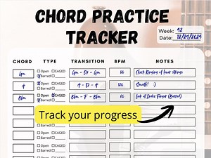 Guitar Chord Practice Tracker | Printable & Digital Music Practice Log | Chord Transitions, BPM and Progress Sheet - Etsy