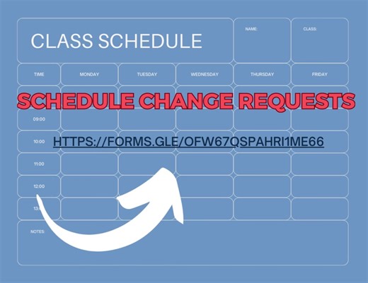 For schedule change requests, please submit a request here: https://forms.gle/ofw67qsPahRi1Me66 If you are checking on the status of a schedule change request, please continue to check your schedule in the Q Portal. Please note that some requests will not be completed by the first day of school. The Counseling staff is diligently working to process all requests as quickly as possible. We appreciate your patience. | Casa Roble Fundamental High School