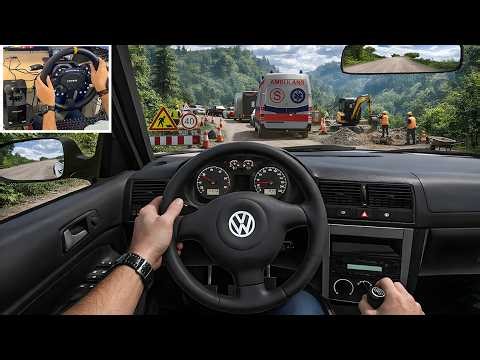 Driving Volkswagen Golf 4 on Insanely Narrow Roads- Euro Truck Simulator 2 | Steering Wheel Gameplay