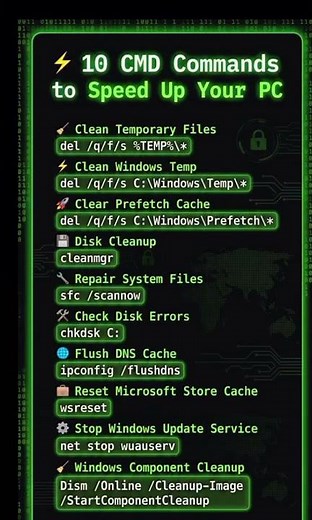 10 CMD Commands to Make Your PC Faster! 💻⚡ #shorts #cmd