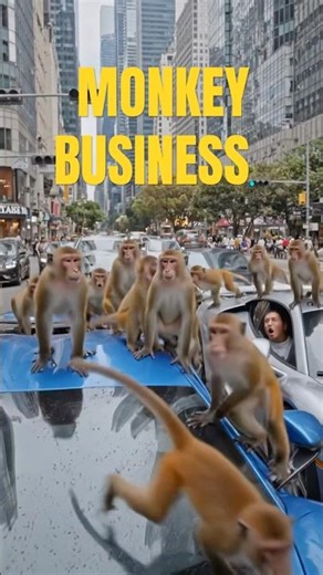 Monkeys take over intersection #monkey #funnyanimals