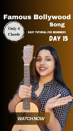 Famous Bollywood Song ❤️ Day 15 | #shorts #bollywood #ukulele #tutorial #beginners #viral #fyp
