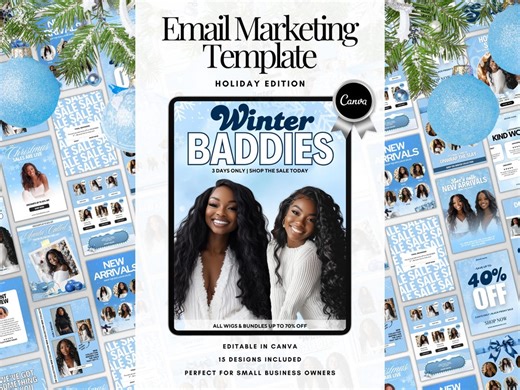 15 Christmas Email Template Canva Business Marketing Holiday Editable Email Templates - Etsy