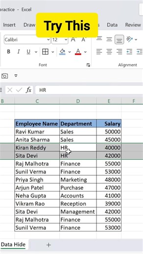 👉 Excel Secret Trick 😲 | Data ni Hide Ela Cheyyali 🔥 Telugu Excel Tips 2026 #excel #shorts