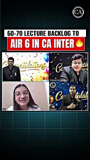 Truly Inspirational🔥60-70 Lecture Backlog to AIR 6 in CA Inter🏅#caintermay2026 #cawallah #pw