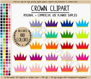 100 CROWN Clipart Princess Clipart Crown Stickers Crown Printable Erin Condren Stickers Princess Stickers Girl Clipart Crown Toppers - Etsy