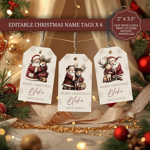 Personalised Christmas Name Tag | Editable Stocking Tag | Gift Wrapping Idea | Printable Instant Download - Etsy Canada