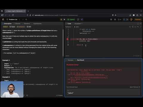Leetcode 1930: Unique Length 3 palindromic subsequence