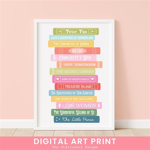 Children's Classics Book Stack Digital Art Print, Literary Wall Art, Printable Bookish Décor for Nursery, Playroom, Classroom, Gift Idea - Etsy