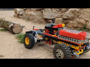 Lego technic logging truck Winching heavy log and 2lb weight (part 2 )