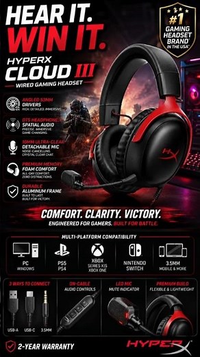 HyperX Cloud III Review (2025) 🎧 | BEST Wired Gaming Headset for PS5, Xbox & PC? #trending #gaming
