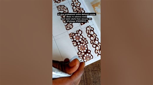 10 days professional online Mehandi course (Basic to advance) Next batch starts from January 5th