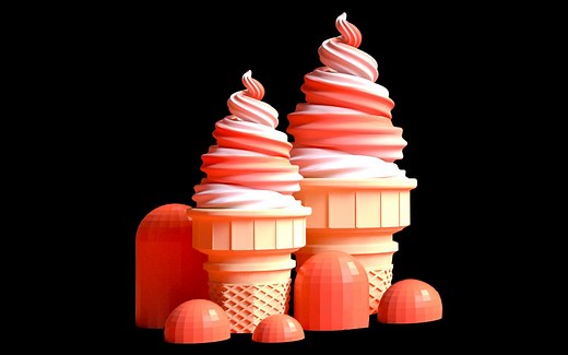 c4d小教程：如何制作一个冰淇淋