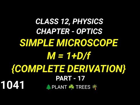 SIMPLE MICROSCOPE, M = 1+D/f, COMPLETE DERIVATION CLASS 12 PHYSICS CHAPTER OPTICS