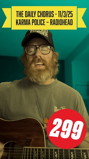 Karma Police – Radiohead (Part 299) Getting close to 300 Daily Chorus posts… so tonight I went with “Karma Police.” One of my all-time favorites from OK Computer — haunting, brilliant, timeless. 🖤 #TheDailyChorus #Radiohead #KarmaPolice #SingerSongwriter #PatrickBarry #AcousticCover #OKComputer | Patrick Barry
