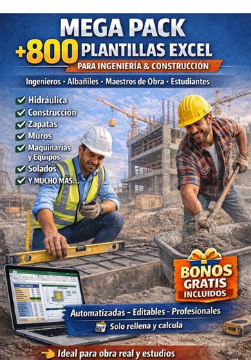 Pack de 800 plantillas Excel para ingeniería #excel #albañil #ingeniero #construccion