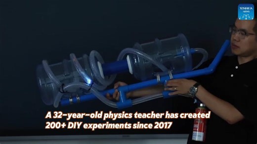 77K views · 2.3K reactions | A 32-year-old physics teacher in Jingdezhen, east China's Jiangxi Province, has built 200+ DIY experiments since 2017. With handmade tools and playful demos, Xia makes physics visible, fun, and full of "wow" moments for his students. #TeachersDay #Physics | China Xinhua Sci-Tech | Facebook