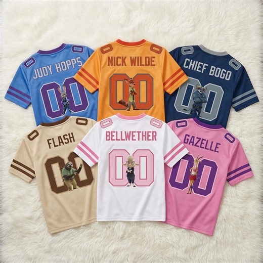 Custom Zootopia Football Jersey Custom Name, Zootopia Birthday Jersey, Judy Hopps Nick Wilde Squad Shirt Family Matching Outfit Gift - Etsy