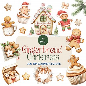 Watercolor Gingerbread Clipart Bundle, Christmas PNG (commercial Use) - Etsy Canada