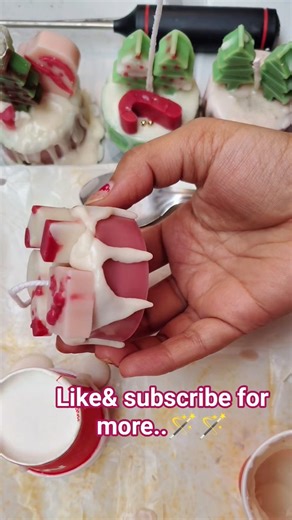 let's make a Christmas theme cake candle | Day 8 of my Candle making journey🪄🪄#candle#shorts#foryou