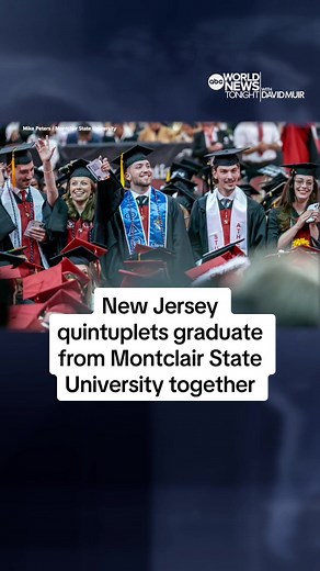 #NewJersey #quintuplets went from being born only minutes apart to graduating minutes from each other. #Montclair State University made #history at their #graduation when these #siblings all graduated together –– #AmericaStrong. #DavidMuir shares their #story. #WorldNewsTonight #News #ABCNews