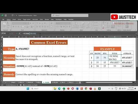 COMMON ERRORS IN MS EXCEL