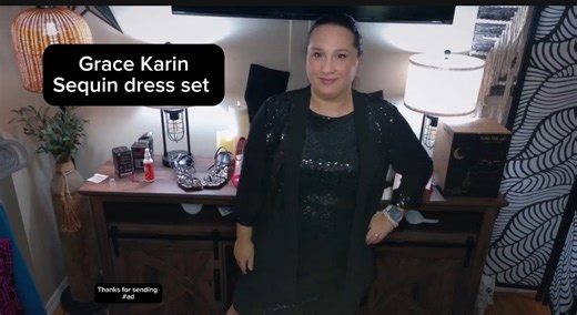 Watch What a stunning sequin sparkly dress and jacket set on Amazon Live