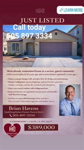 Move-in ready home in gated community. Open layout, updated finishes, covered patio, W/D included.