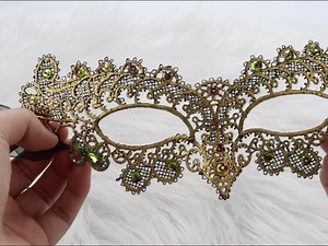 Lace Gold Masquerade Mask: Venetian Mask With Colorful Diamond - Etsy