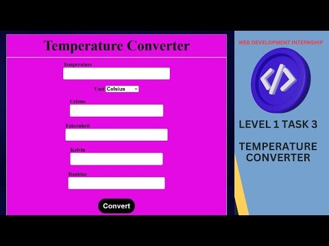 Temperature Converter Using HTML, CSS And JavaScript || Oasis Infobyte Task3 || Web Design Projects