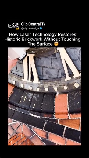 Clip.Central Tv on Instagram: "Harnessing the power of light, centuries of grime, pollution, and damage can vanish in an instant. ⚡🧠 Instead of harsh chemicals, pressure washing, or abrasive methods, advanced laser cleaning removes contaminants layer by layer, protecting the original brick beneath. The laser precisely targets unwanted substances, preserving the historical masonry, engravings, and textures. No scratches. No erosion. No water damage. This innovative technique is now safeguarding