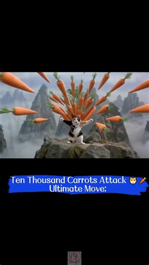 Cat Uses the Ultimate Move: Ten Thousand Carrots Attack 🐱🥕 | AI Parody Short Unhinged Surreal AI