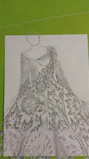 Beautiful fashion bridel dress drawing design toturial #stylish #bridel #dress drawing #fashion
