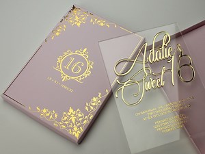Luxury Acrylic Sweet 16 Invitation: Hot Foil, Custom Design - Etsy