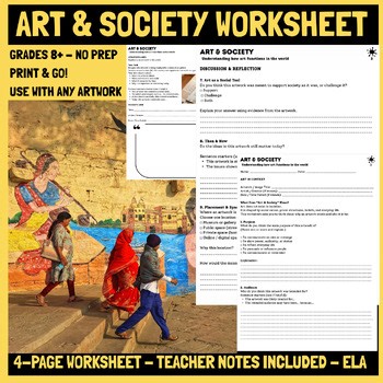 Art & Society | Art in Context Worksheet | Grades 8+