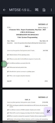 KARNATAKA STATE OPEN UNIVERSITY MSC SEM-1 IT UNIX SYSTEM PROGRAMMING QUESTION PAPER 2023