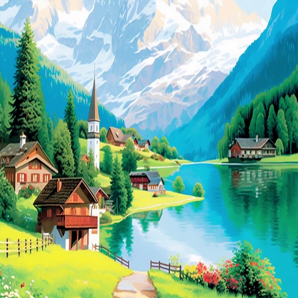 Color by Number for Adult, Paint by Number Printable,5 Mountain Scenery,printable for Procreate | 1087 - Etsy