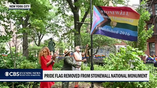 The Pride flag has been removed from New York City’s Stonewall National Monument under a new Trump administration directive. City leaders denounced the decision, saying, “They cannot erase our history.” | CBS Evening News