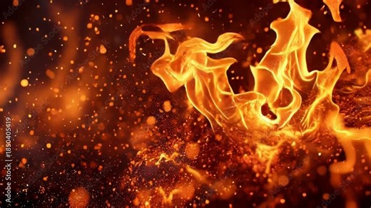 Intense Realistic Fire Texture with Cinematic Flames and Sparks