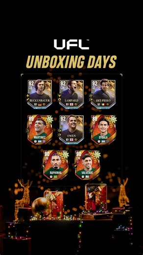 UFL on Instagram: "🎁 UFL Unboxing Days event is live 🎁 Here’s how it works: ✨ 1. Log in → grab a free Unboxing Pack Lite. Every day. No strings attached. ✨ 2. A new calendar slot unlocks daily. Complete the event challenge → get 1 Snow Coin. 17 Snow Coins secure you Owen 88 OVR card. ✨ 3. Snow Coins fuel your progress bar. Hit the milestones to claim Unboxing Packs and Owen 88 OVR card. Unboxing Packs are your chance to get our Legends and talents. Secure Owen 92 OVR card on your 15th Unboxing